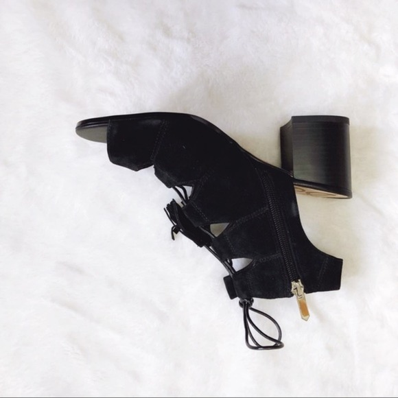 Sam Edelman Black Suede Sarabeth Heels with Side Zipper - Picture 6 of 7